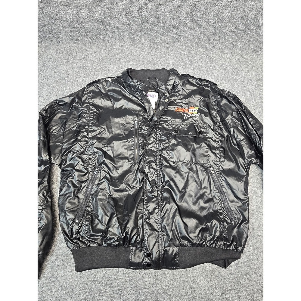 Vintage Castrol GTX Racing Jacket Mens XL Black MVP Corp Nylon Windbreaker 90s